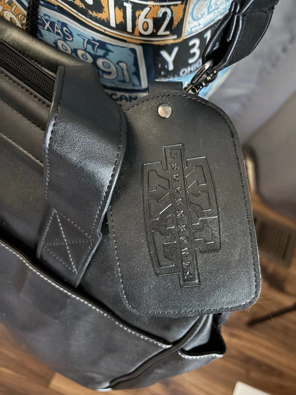 Leather Travel Duffel Bag in Black - NFL XL 2006 Steelers vs Seahawks